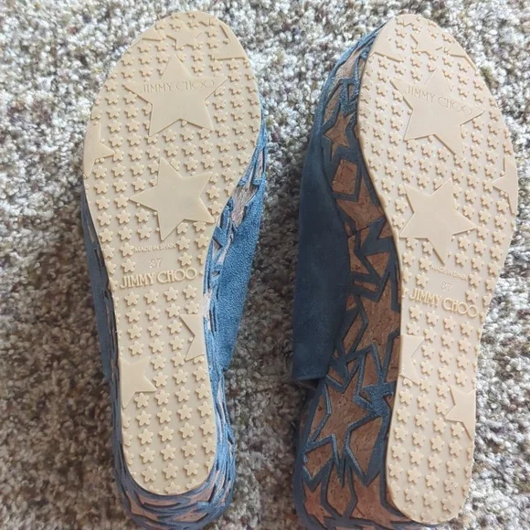 Jimmy Choo Praise Open Toe Slingback Suede Wedge size 37 - Picture 7 of 10